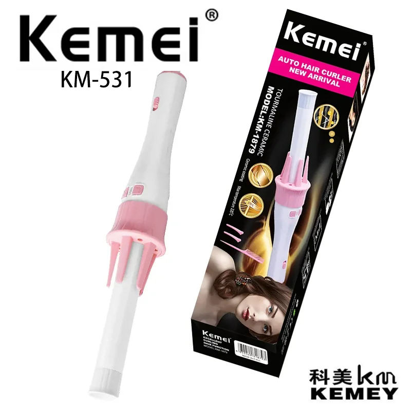 

KEMEI Automatic Rotating Curling Iron Machine KM-1879 Hair Curler Wand Long Ceramic Barrel Curler Iron Hair Curling Wand