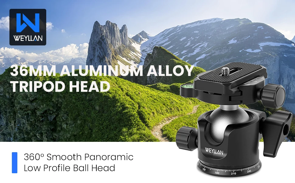 Metal Ball Head 36mm Tripod Head Full Metal CNC Panoramic Camera Tripod Head wi