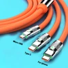 3 في 1 120 واط 6A شحن سريع نوع C كابل مايكرو USB آيفون شحن كابل لسامسونج هواوي شاومي شاحن الهاتف USB كابل