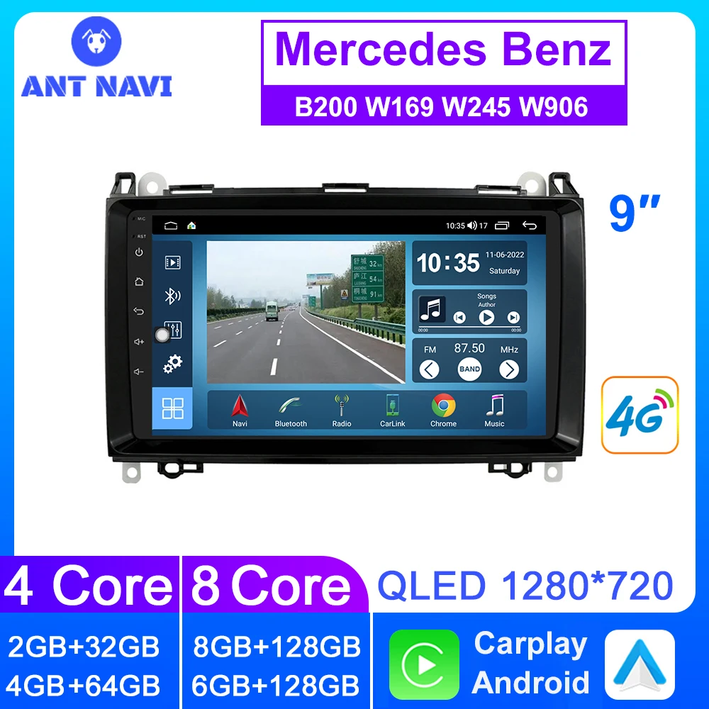 

AntNavi 9" Android Car Radio For Mercedes Benz B200 W169 W245 W639 W906 Sprinter B160 B170 Vito Viano 2Din DVD Screen Displayer