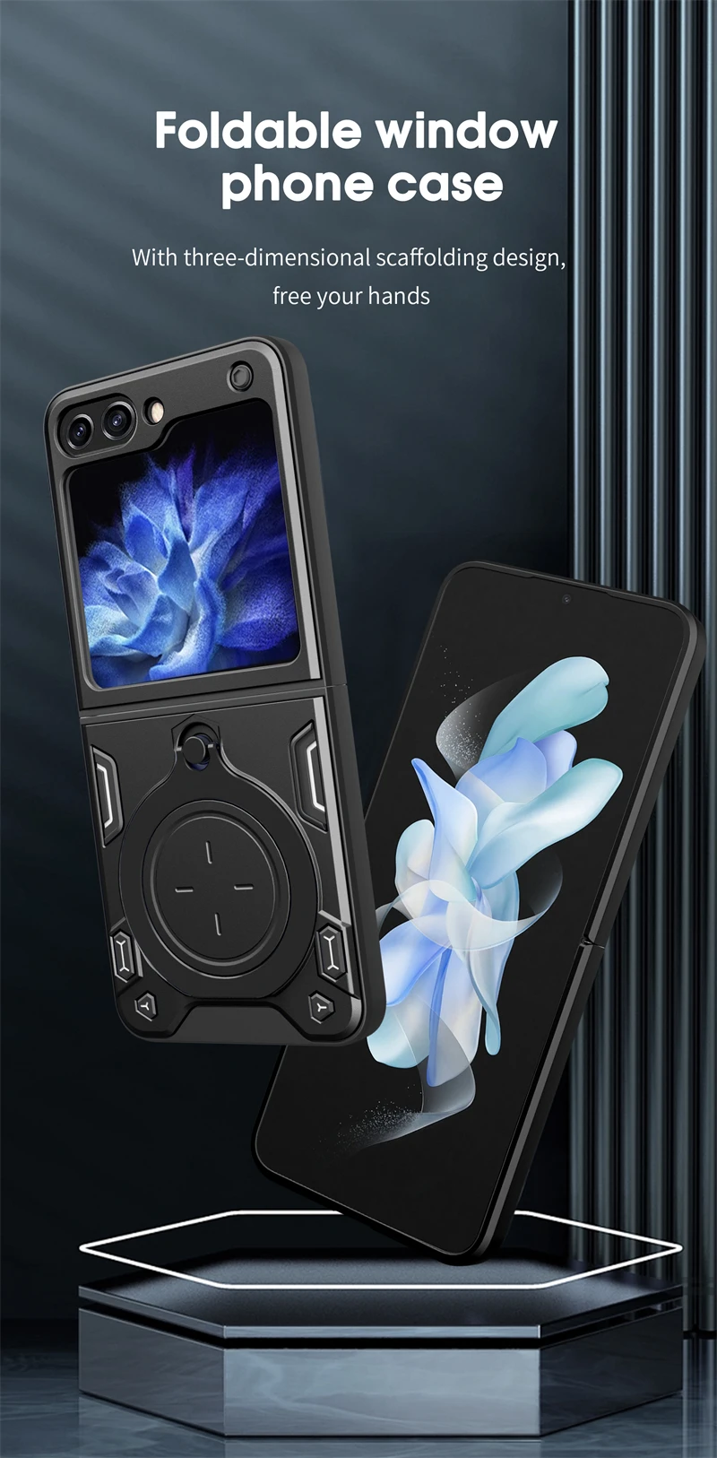 Funda híbrida a prueba de golpes con soporte Invisible para Samsung Galay Z Flip 5 ZFlip Flip5 ZFlip5 5g soporte magnético para anillo de coche_voghion.com