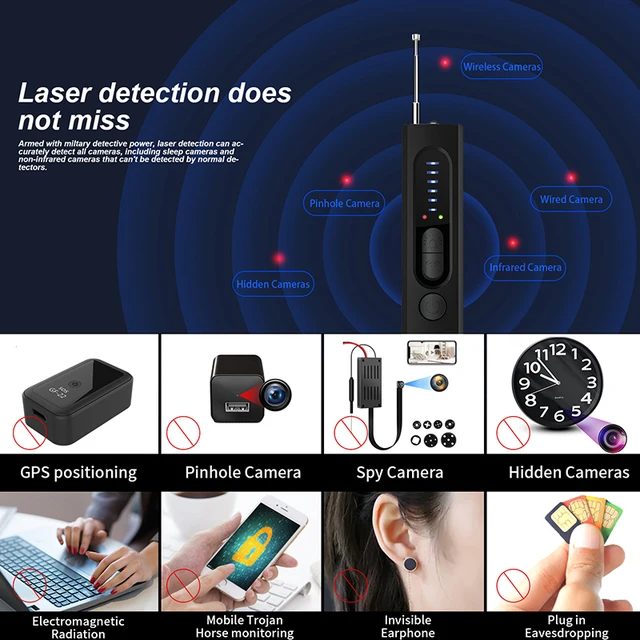 Anti-Spy Wireless RF Signal Detector Bug GSM GPS WiFi Tracker Camera Bug Professional Signal Detector Anti-Spy Infrared Scanner 4