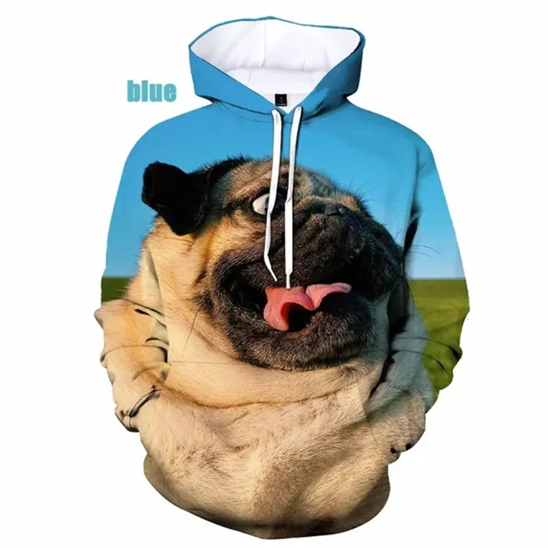 thumbnail image 1 of Sudadera con capucha con estampado 3D de perro PUG para hombre, sudadera con capucha divertida para niño, ropa de calle, sudaderas para hombres, 1 of 5