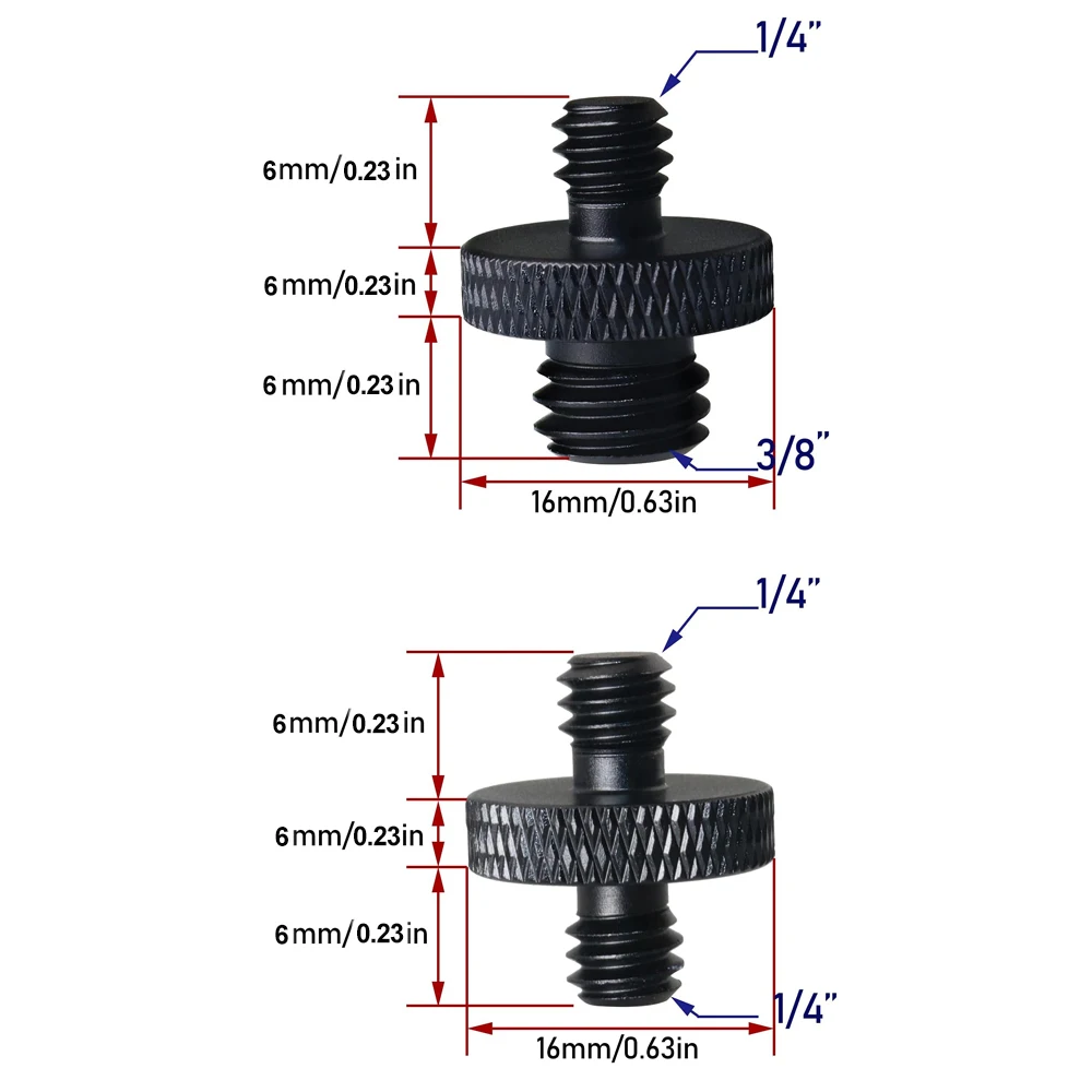 Tripod Adapter 1/4" Male to 1/4" Male 1/4" Male to 3/8" Male Screw Adapter For GoPro Hero 13 12 11 10 9 Insta360 X3 DJI Action 3