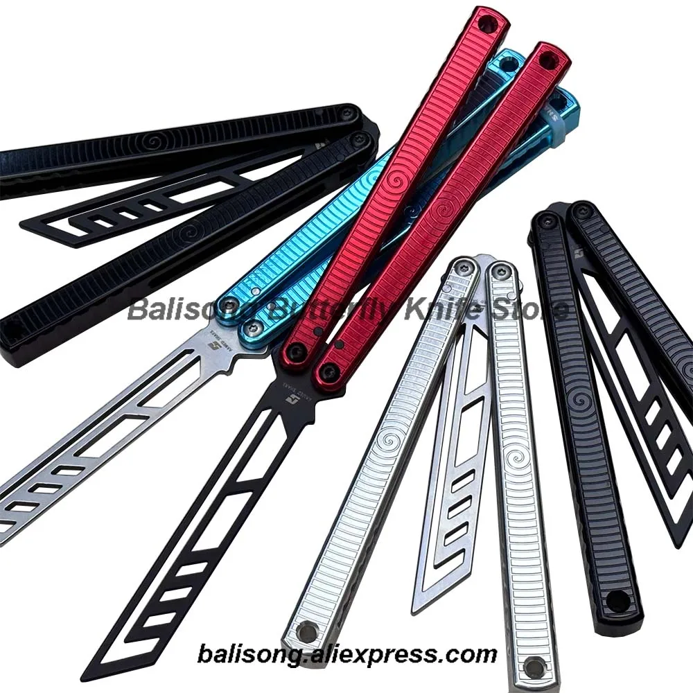 ARMED SHARK Spiral Kraken (Krake Raken) Clone Balisong Butterfly Trainer  Knife 7075 Aluminum Speed Channel Handle Safe EDC Tools