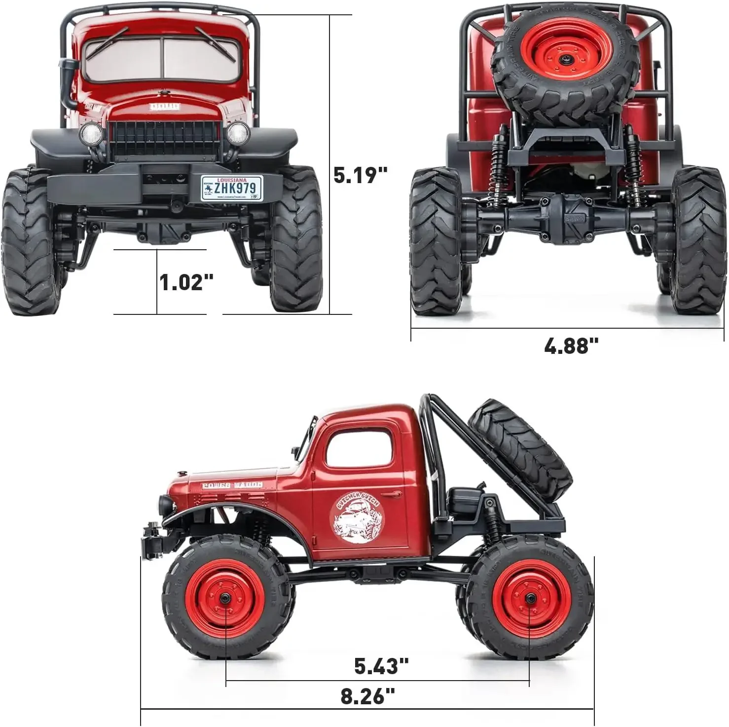 FMS RC 크왈러 1/24 FCX24 파워 왜건 RTR 4WD, 2.4GHz 3CH 리모컨 자동차 (빨간색)