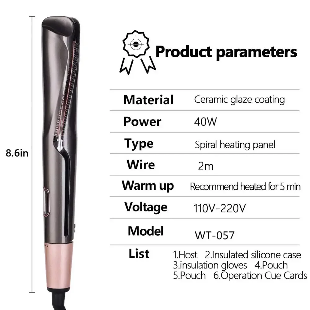 Professional Electric Hair Straightener And Curler 2-in-1 Ceramic Hair Styling Tools with Aluminum Alloy Temperature Control 3