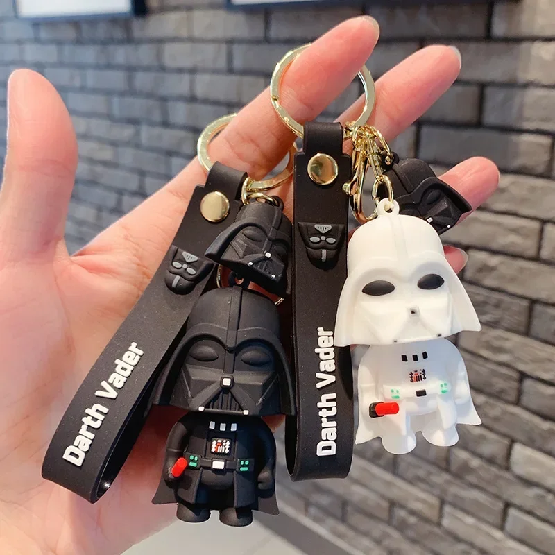 

Black Knight Keychains Darth Vader Pendant Car Key Chain Black White Cartoon Keyring Phone Bag Ornament Jewelry Gifts