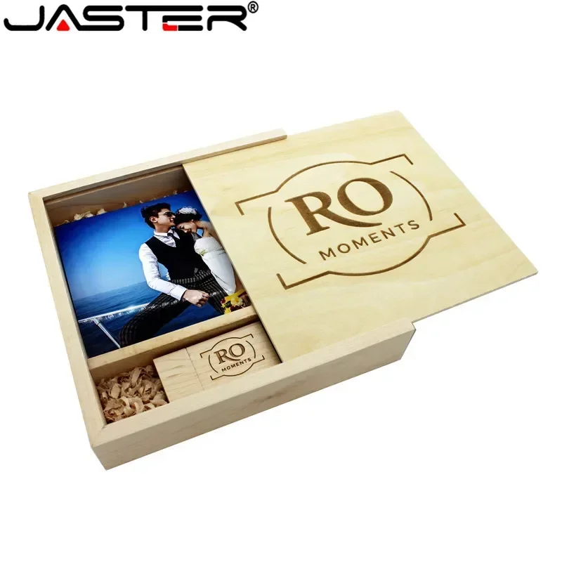 Jaster Pcs Logotipo Livre Fotografia de Madeira Álbum de Fotos Usb Mais Box Usb Flash Drive u Disco Pendrive 8gb 16gb 32gb 64gb Vídeo de Casamento - Imagem 4