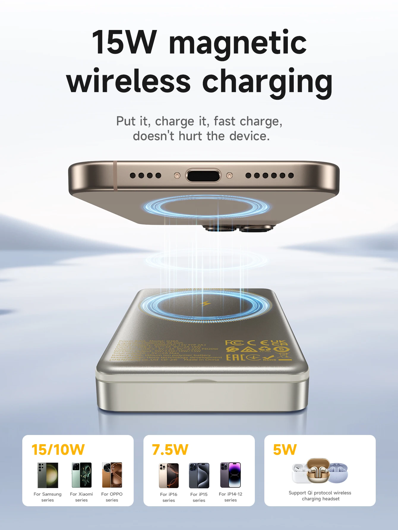 HOCO Q36A 10000mAh Magnetic Wireless Power Bank with Stand PD20W