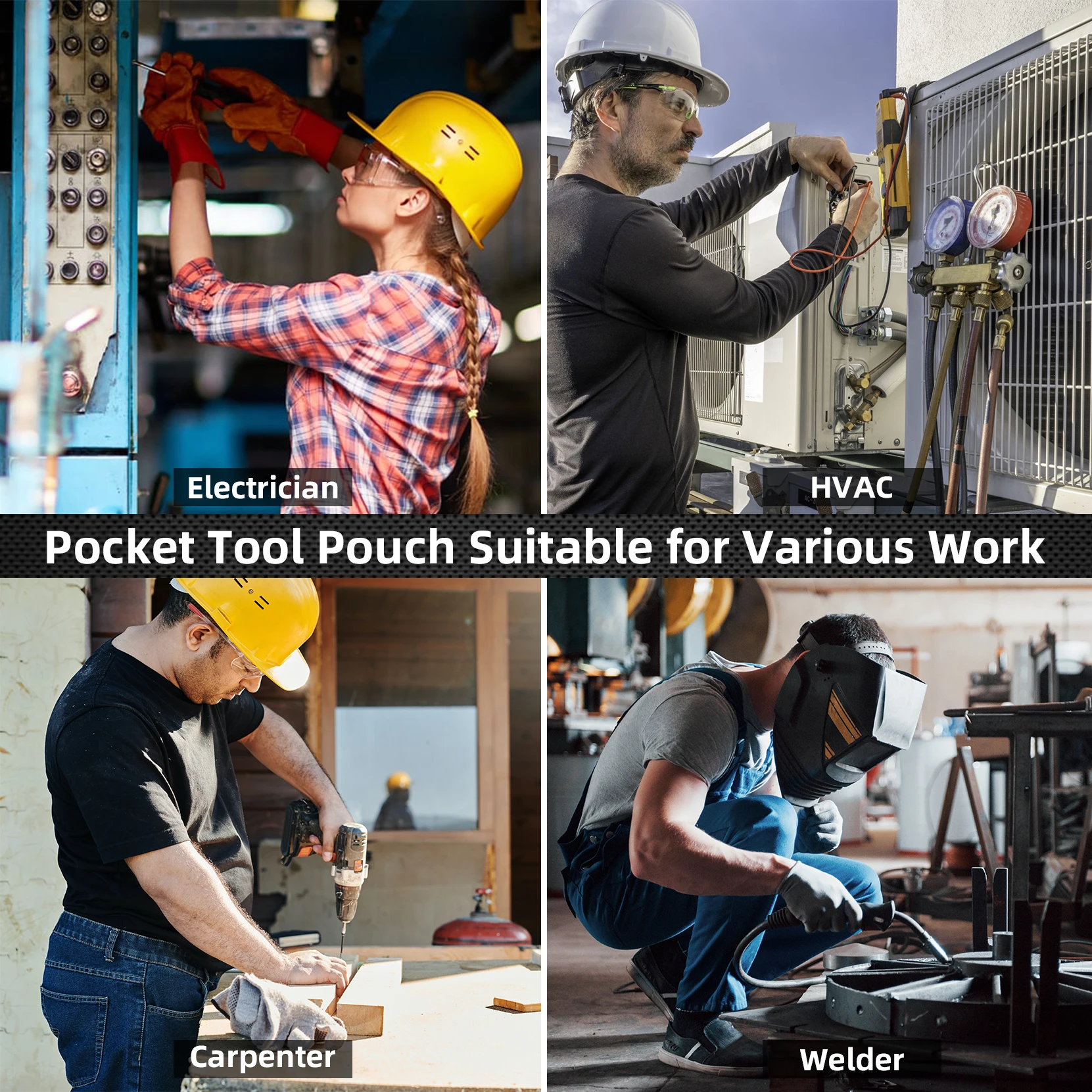 Electrician Tool Belt Joey Pouch PRO | Clip-On Tool Belt Bag For Tools, Screws, And Nails - Great For An Electrician, HVAC Tech, Plumber, Carpenter, Contractor, Handy Man, And Any Tradesperson