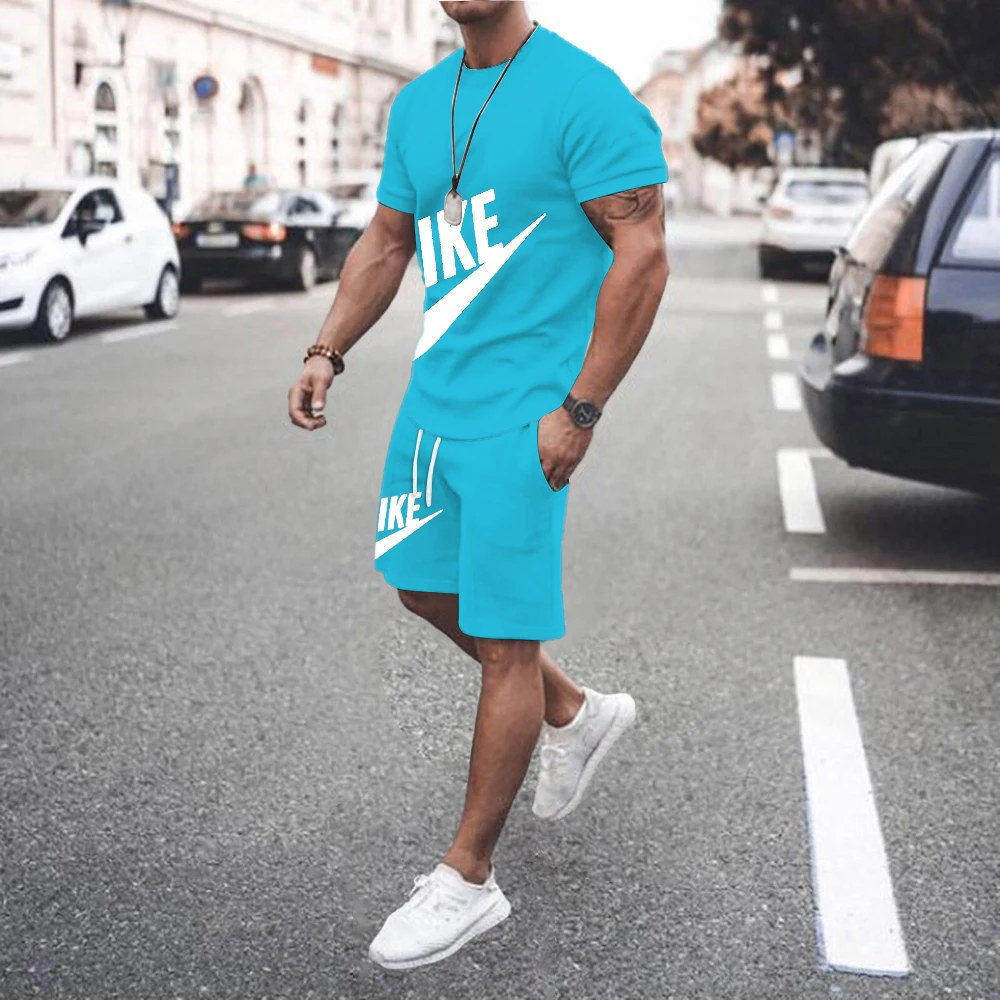 

2024 New Men’s Tracksuit Summer Sets Men’s Fitness Suit Sports Suit Short Sleeved T-shirt+shorts Quick Drying 2pcs Sets Clothing
