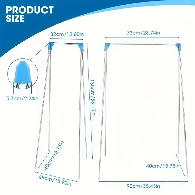 Foldable Clothes Drying Rack Floor Stand Stainless Steel Portable Travel Garment Rack Retractable Household Outdoor 빨래건조대 ﻿행거 3
