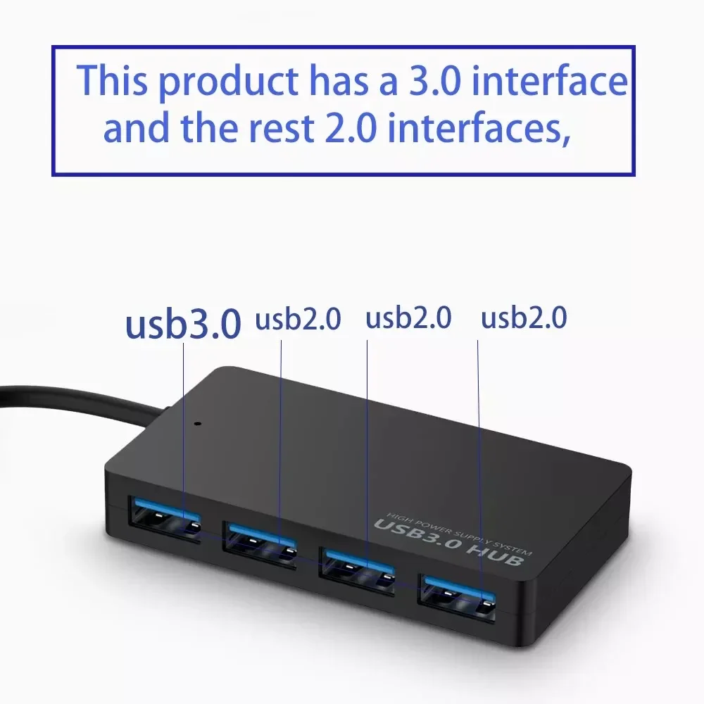 USB Hub 4 Port USB/Type C Hub Extender 2.0 3.0 Fast Speed Splitter Adapter 4 In 1 Docking Station USB Cable for Computer PC
