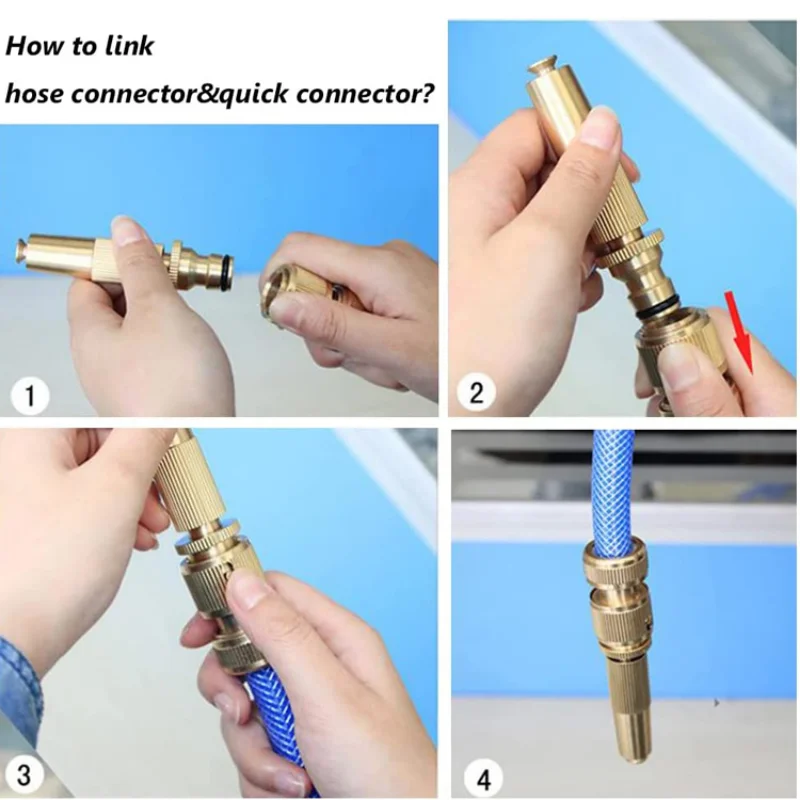 1/4 High Pressure Washer Shower Car Wash Water Gun Household Brush Car Watering Nozzle In-line Type Copper 6