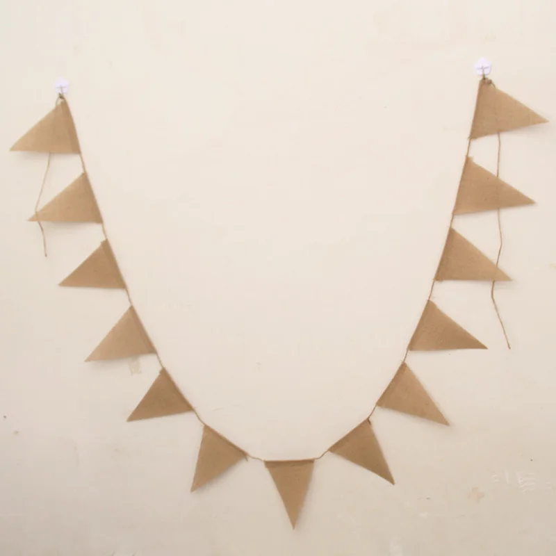 3m Vintage Jute Burlap Bunting Pennants Festival Birthday Party Wedding Hanging Flags Indoor Outdoor Garland Banners Decorations