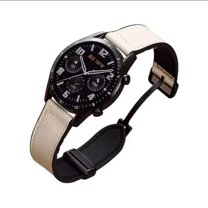 Leather and Silicone Hybrid Watch Strap - 20mm/22mm Adjustable Wristband Bracelet