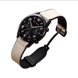 Leather and Silicone Hybrid Watch Strap - 20mm/22mm Adjustable Wristband Bracelet for 22MM Width strap (Beige)