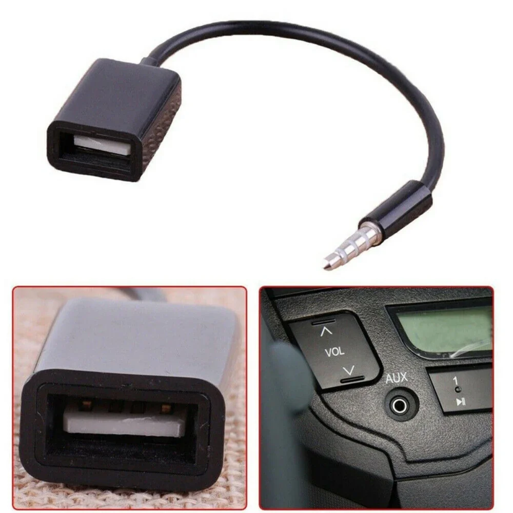 1Pc Universal 3.5mm Male AUX Audio Plug Jack To USB 2.0 Female Converter Car Adapter Cable Mp3 audio cable,car wire cable adapter,car stereo accessories