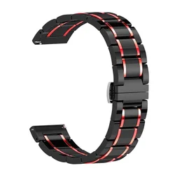Ceramic and Metal Wristband Strap, 20mm/22mm, Adjustable and Durable Design - Garmin Venu 4 - 3 - 2 (Black red)