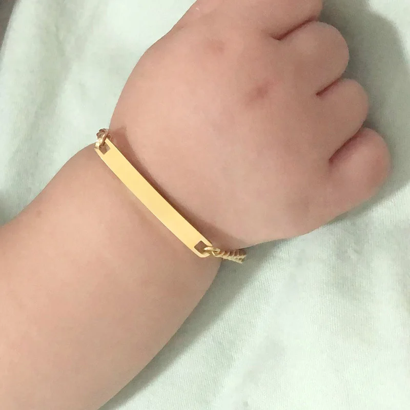 Customizable Stainless Steel Name ID Bracelet with Crown Design – Ideal Newborn Gift