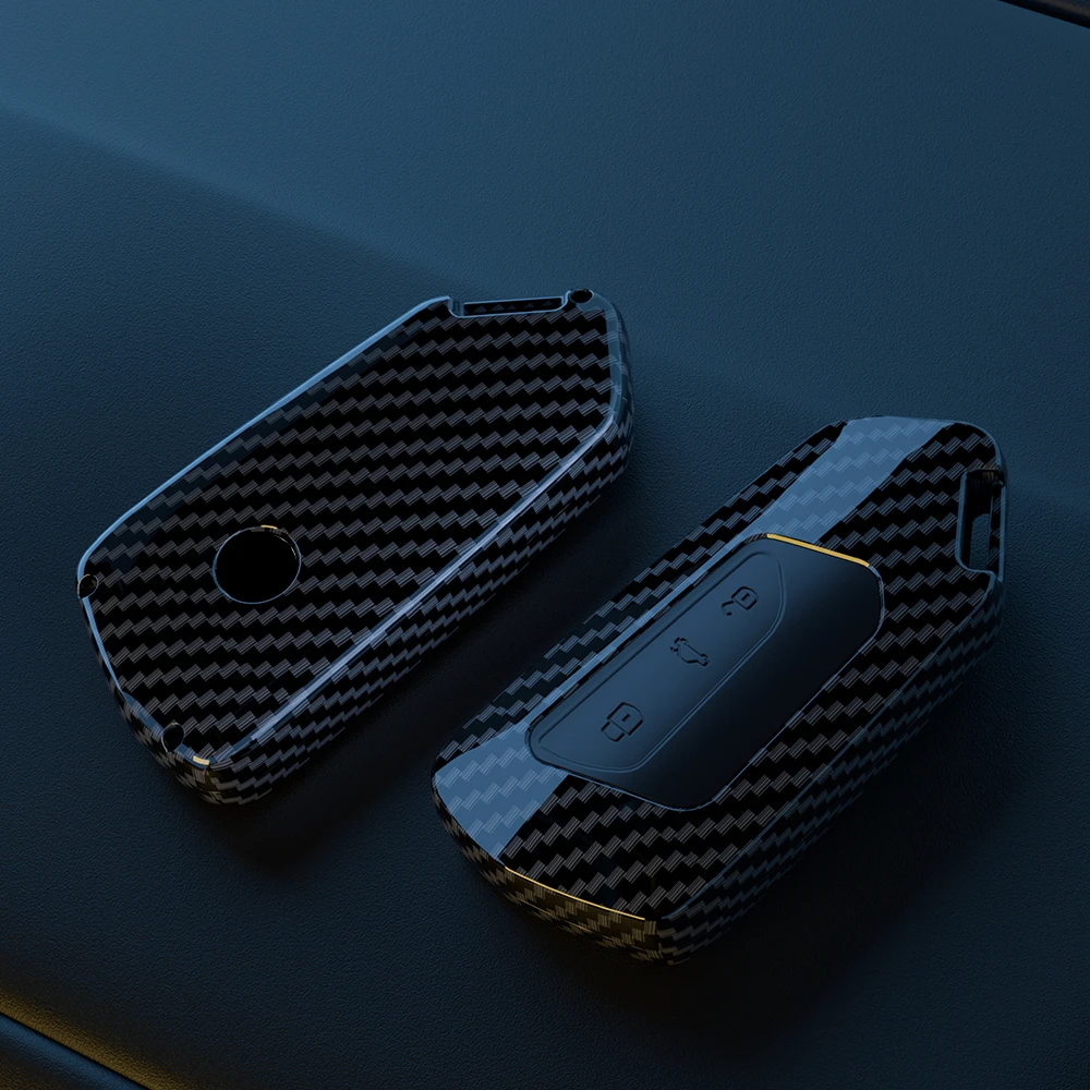 Carcasa De Fibra De Carbono + Silicona Para Llave Toyota (3 Botones) | Compatible Con RAV4, Hilux, Camry Y Más