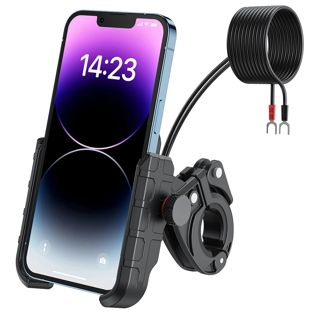 Motorcycle Phone Holder for Moto Motorbike Handlebar Mobile Stand Support with USB Charging Port Universal Cellphone Mount