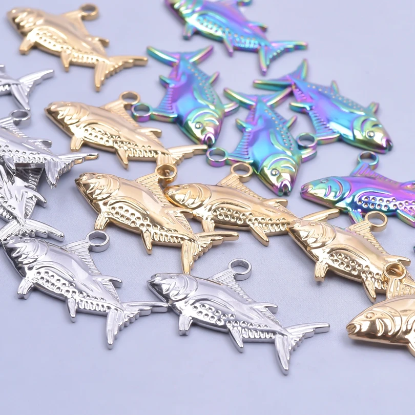 Stainless Steel Rainbow Fish Charm For Jewelry Making Supplies No Fade DIY  Women/Men Pendant Handmade Materials Accessories 5pcs