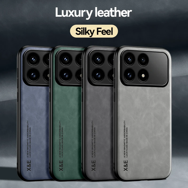 Luxury Leather Smartphone Case with Metal Plate Car Mount Feature