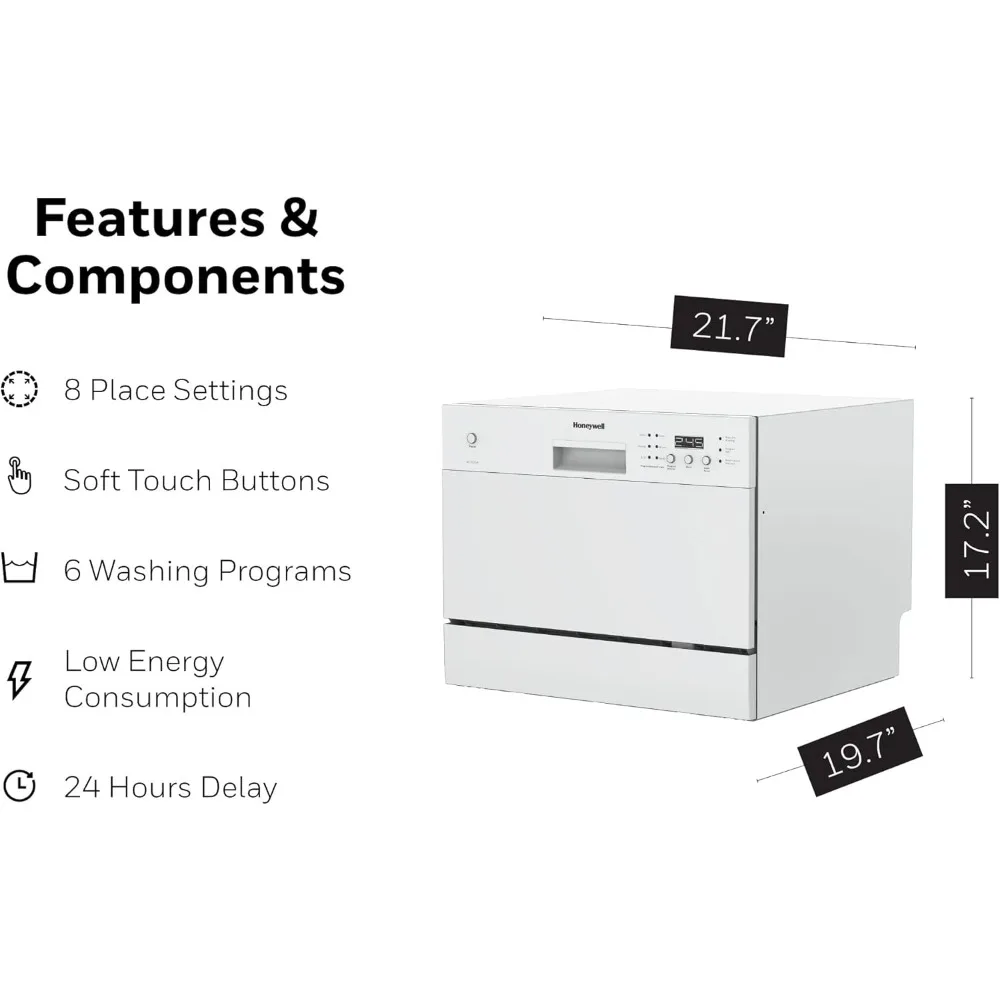 Countertop Dishwasher with 6 Place settings, 6 Washing Programs, Stainless Steel Tub, UL/Energy Star- Stainless Steel 2