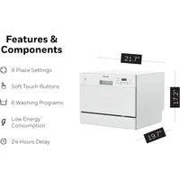 Countertop Dishwasher with 6 Place settings, 6 Washing Programs, Stainless Steel Tub, UL/Energy Star- Stainless Steel 2