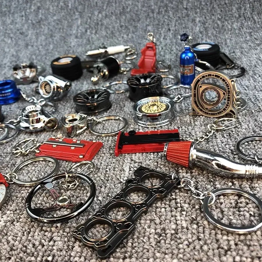 Keychain Creative Speed Gearbox Gear Head Pendant Turbo Hub Brake Disc Charms for Car Key