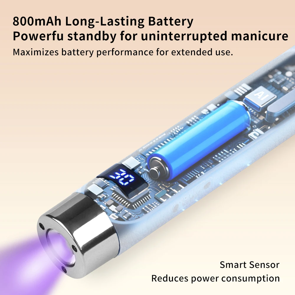 Side angle of lamp showing slim design