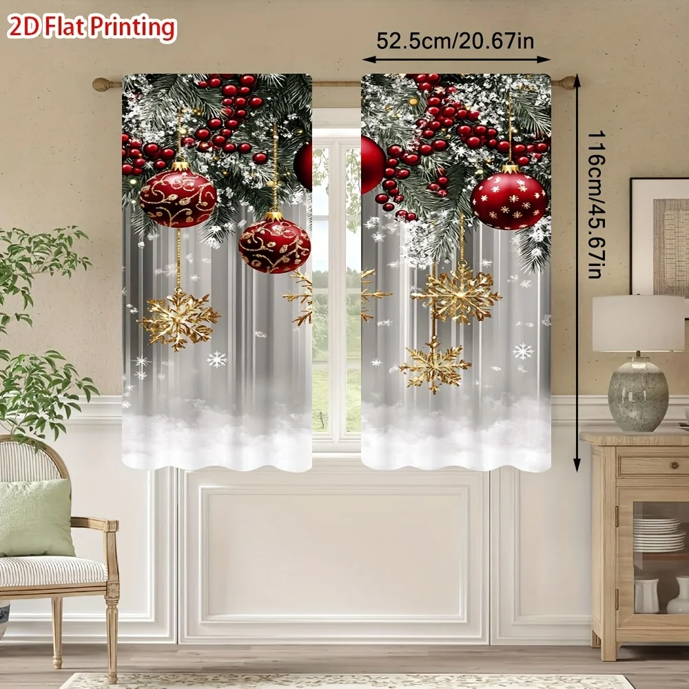 Christmas Ornament Garland Curtain Set 2