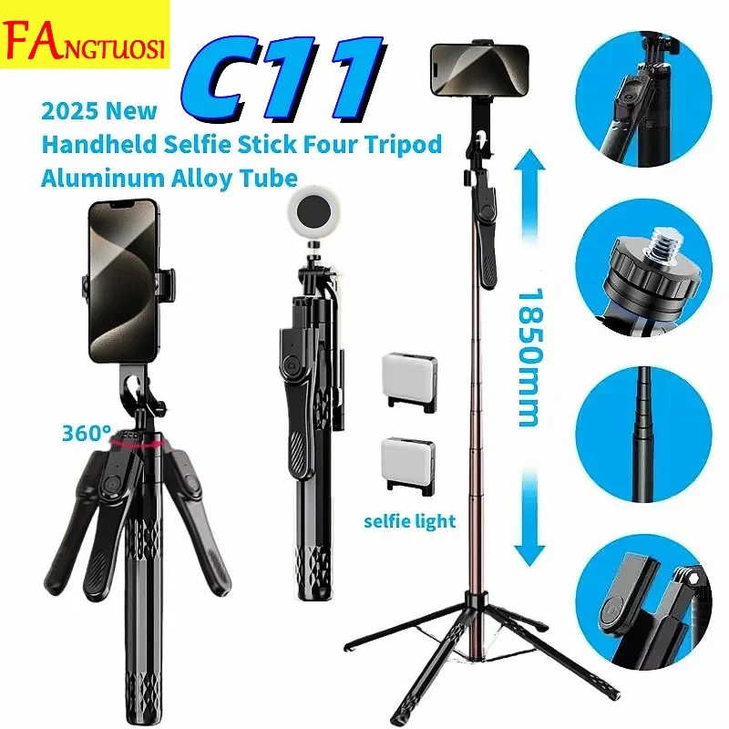 FANGTUOSI New Wireless Bluetooth Selfie Stick Tripod With Selfie Ring Light Photography Stand Ringlight For Live Video Streaming
