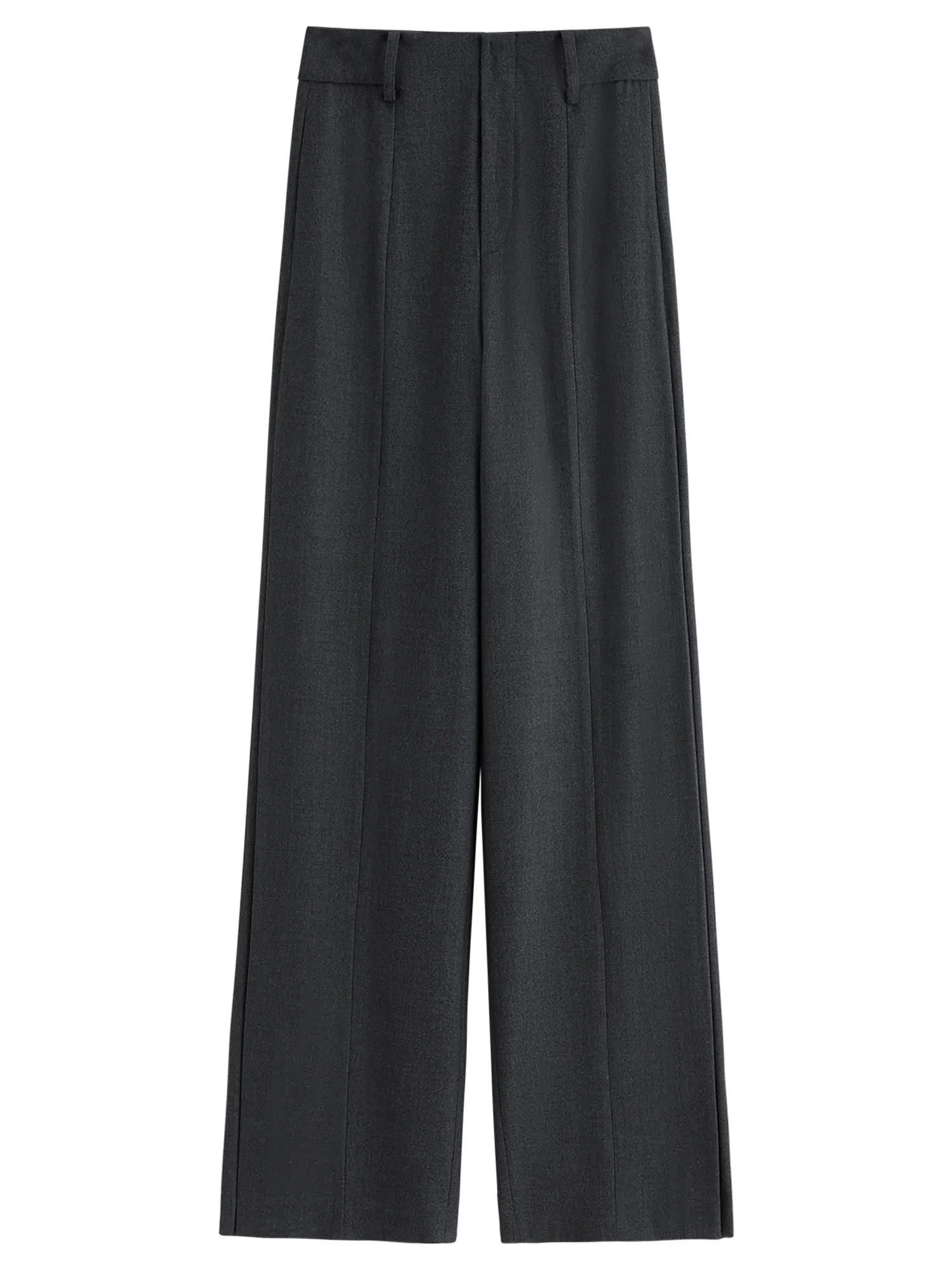 FSLE 2026 Spring Women's Wide Leg Trousers Wool Blend Acetate Pants High Waist Office Chic Pant Versatile Minimalist Soft Pants
