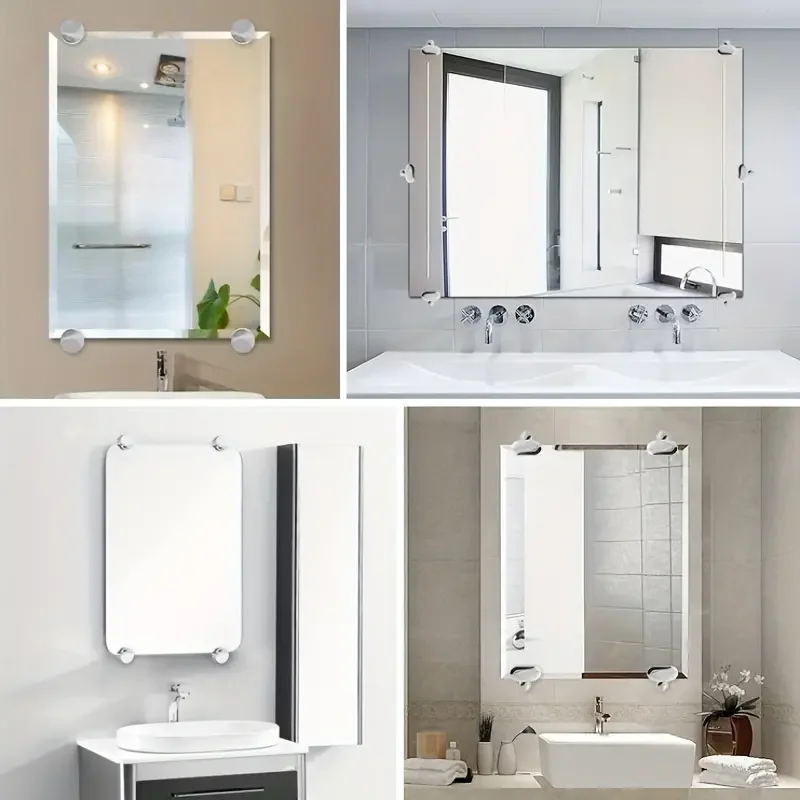 4Pcs Rust-Resistant Mirror Clip For Easy Installation And Secure Hold-Perfect For Bathroom And Makeup mirror clip
