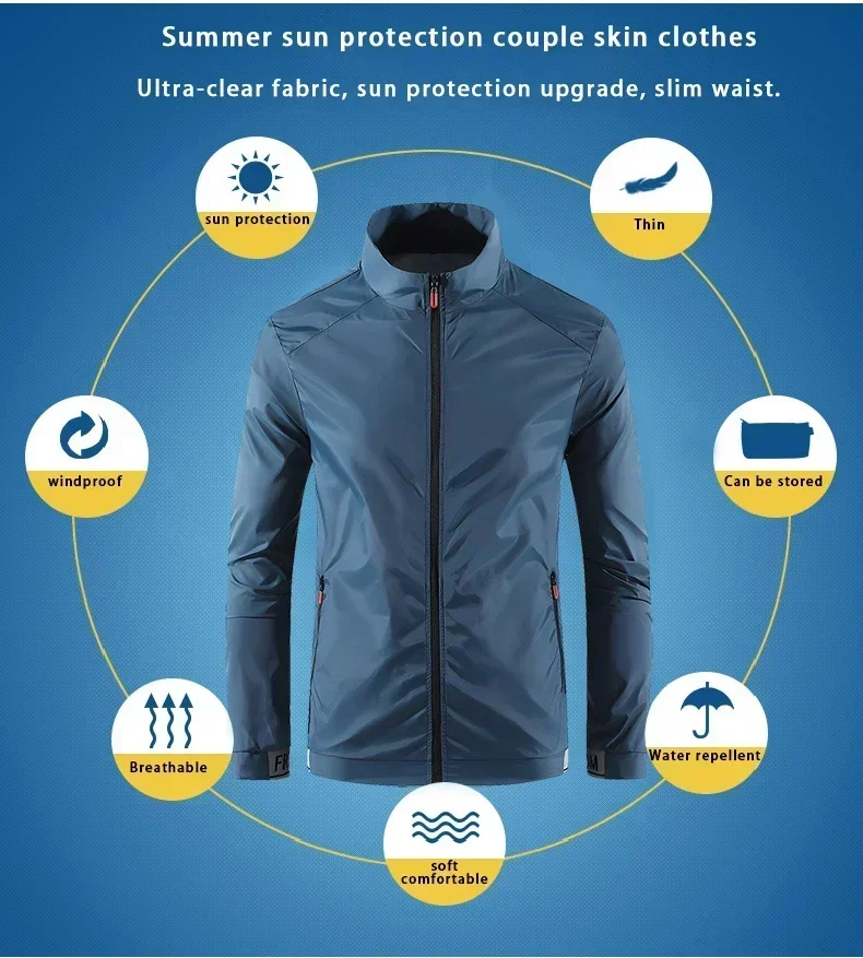 Wasserdichte Sonnenschutzkleidung für Angeln und Jagd Schnelltrocknende Sonnenschutz-Wanderjacke Outdoor-Mantel Camping-Regenjacken – Detail 7