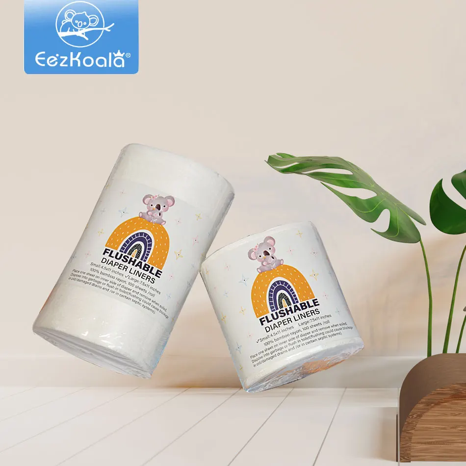 EezKoala 1rolls Biodegradable & Flushable Nappy Liners Disposable Diapers Liners Cloth Diaper Bamboo Rayon Insert