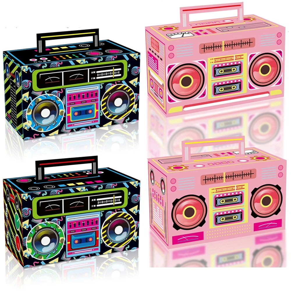 8/16pcs 80s 90s Theme Pink Black Cassette Tape Boom Box