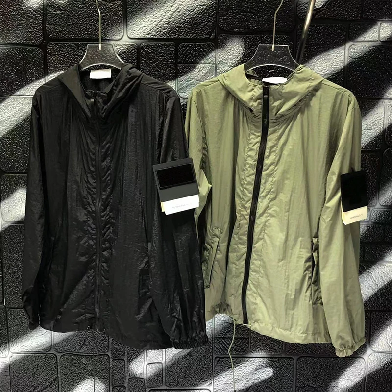 

Hooded Jacket Men Skin Clothing Sun Protection Metal Woven Outdoor Breathable Lightweight Jaqueta Masculina MA413