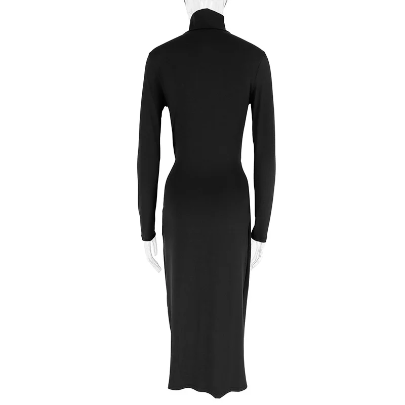 Sexy Dresses Women y2k Clothing Solid Color Turtleneck Long Sleeve High Slit Bodycon Dresses Cocktail Party Dresses 9 Sexy Dresses Women y2k Clothing Solid Color Turtleneck Long Sleeve High Slit Bodycon Dresses Cocktail Party Dresses