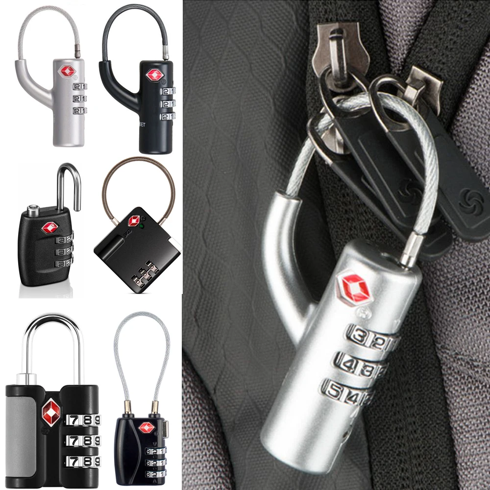 Neoreser 4 stuks bagagesloten, resetbaar cijferslot met 3 cijfers, hangslot met kabel voor fitnessstudio, kast, koffer (4 kleuren