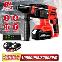 Brushless Cordless Electric Hammer Drill 3200RPM 4 Function Rotary Hammer 26mm Impact Drill Rechargeable For Makita 18V Battery 1