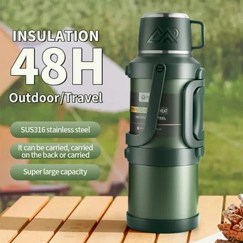 2.5L Super Large Stainless Steel Vacuum Thermos, Double Walled Insulated Flask for Hot & Cold Beverages, Travel & Camping Essent 1