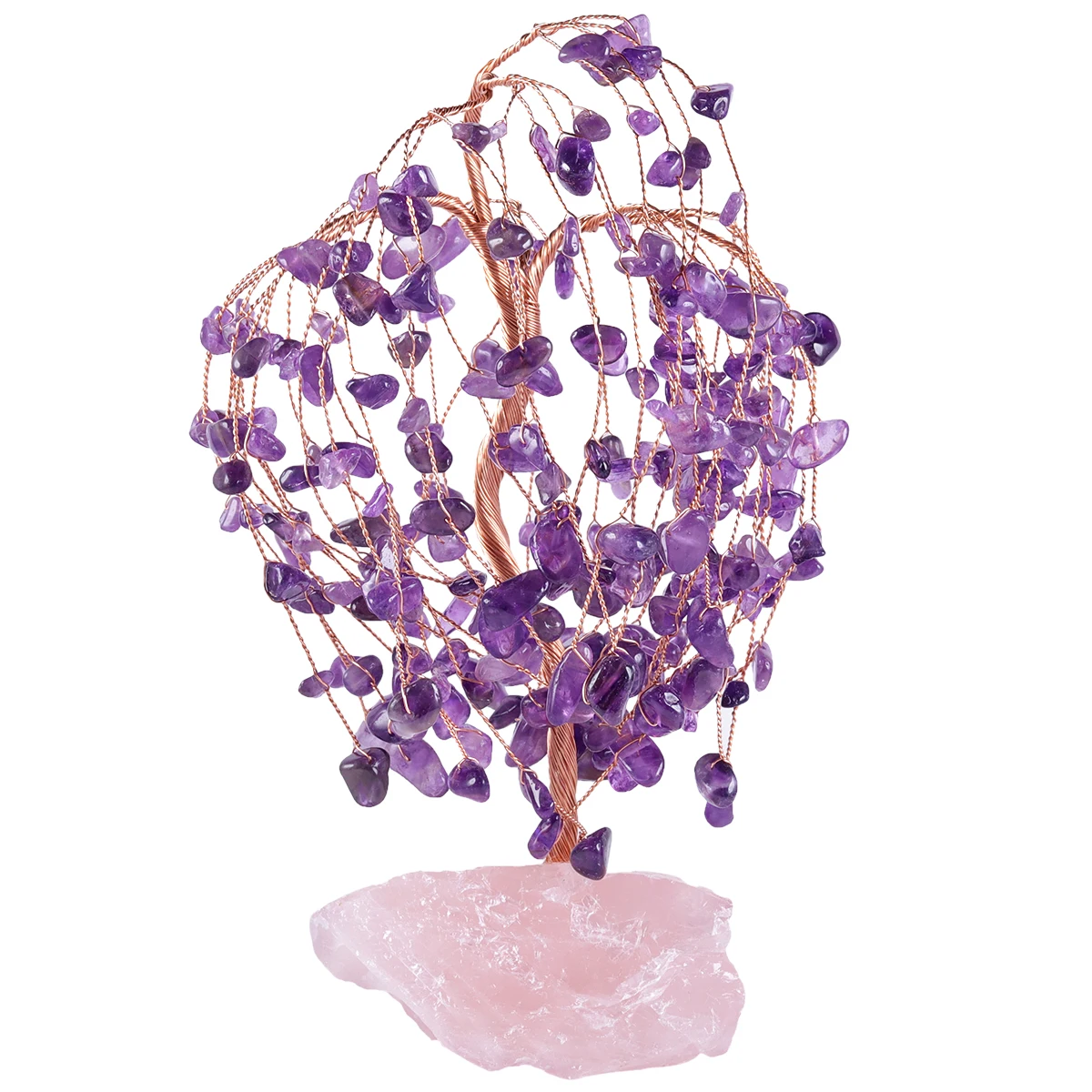 Natural Amethyst Crystal Money Tree With Rough Rose Quartz Base Fengshui Room Decor Home Ornaments For Luck Wealth