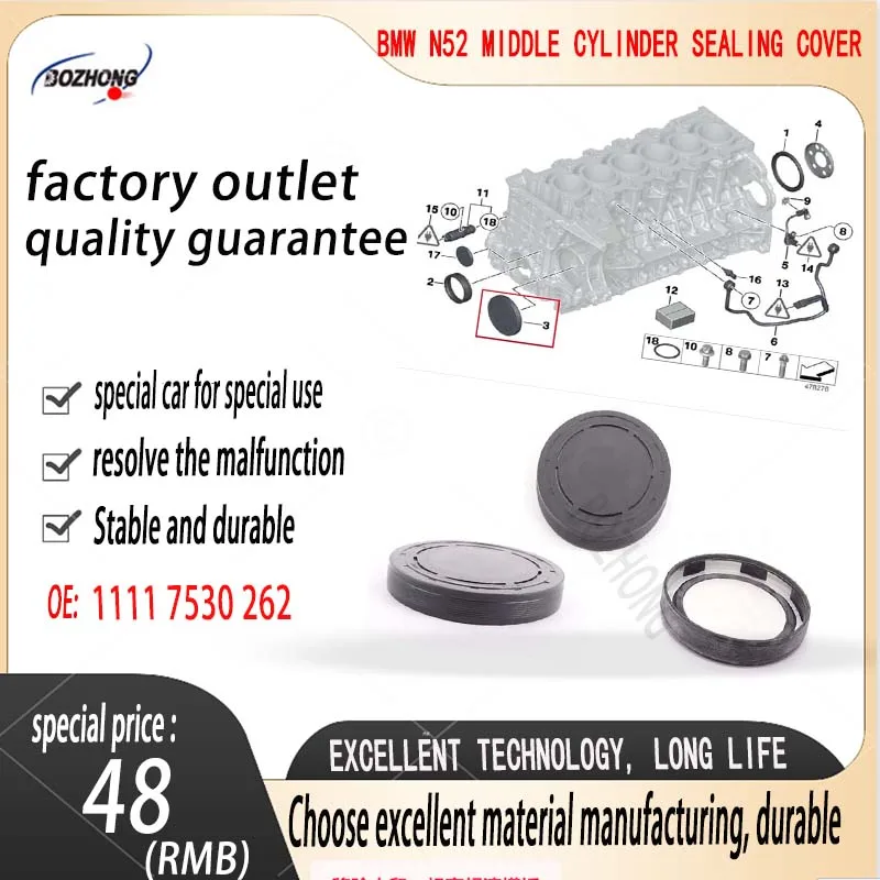 

11117530262 F01E60E70F130F82 BMW auto parts sealing cover E92 E91E63 E71 E89 F31 middle cylinder big plug cover 1117530262