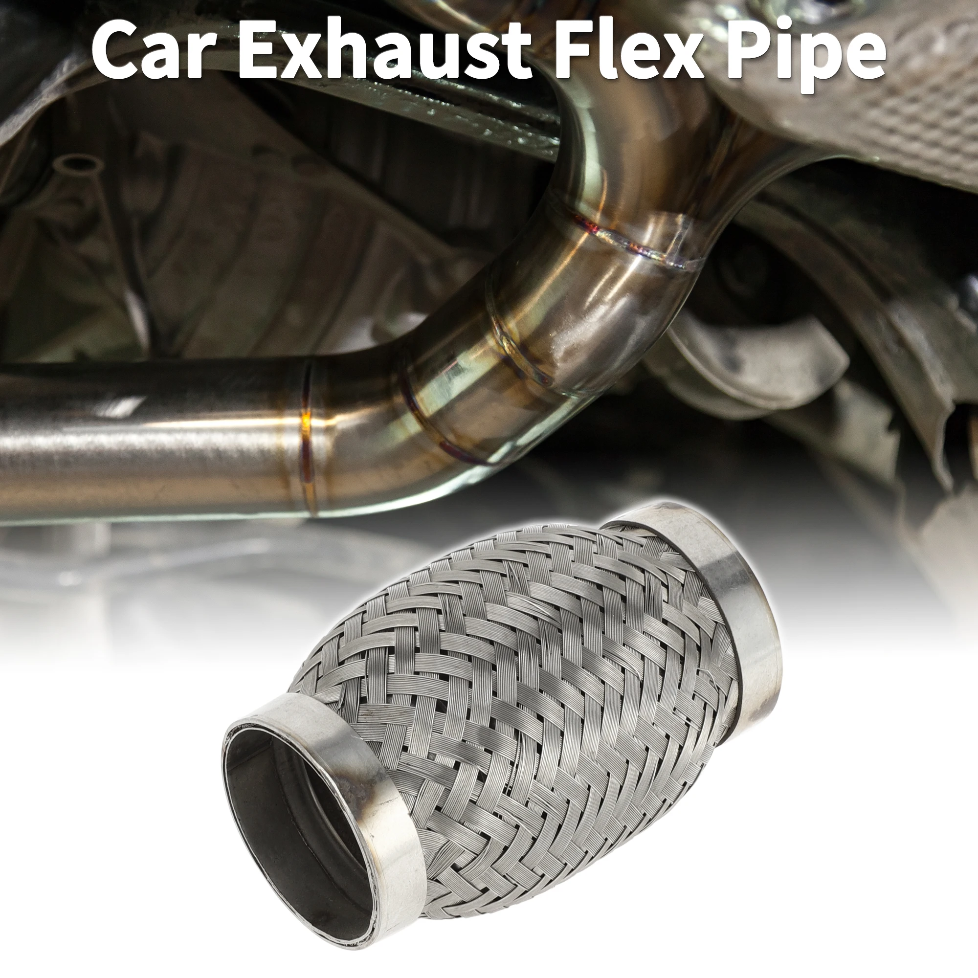 Exhaust Pipe Connector X Autohaux 100/160/200/250/300mm Car Exhaust Tube ID 45/50mm Universal Flexible Braided Exhaust Pipe Stainless Steel