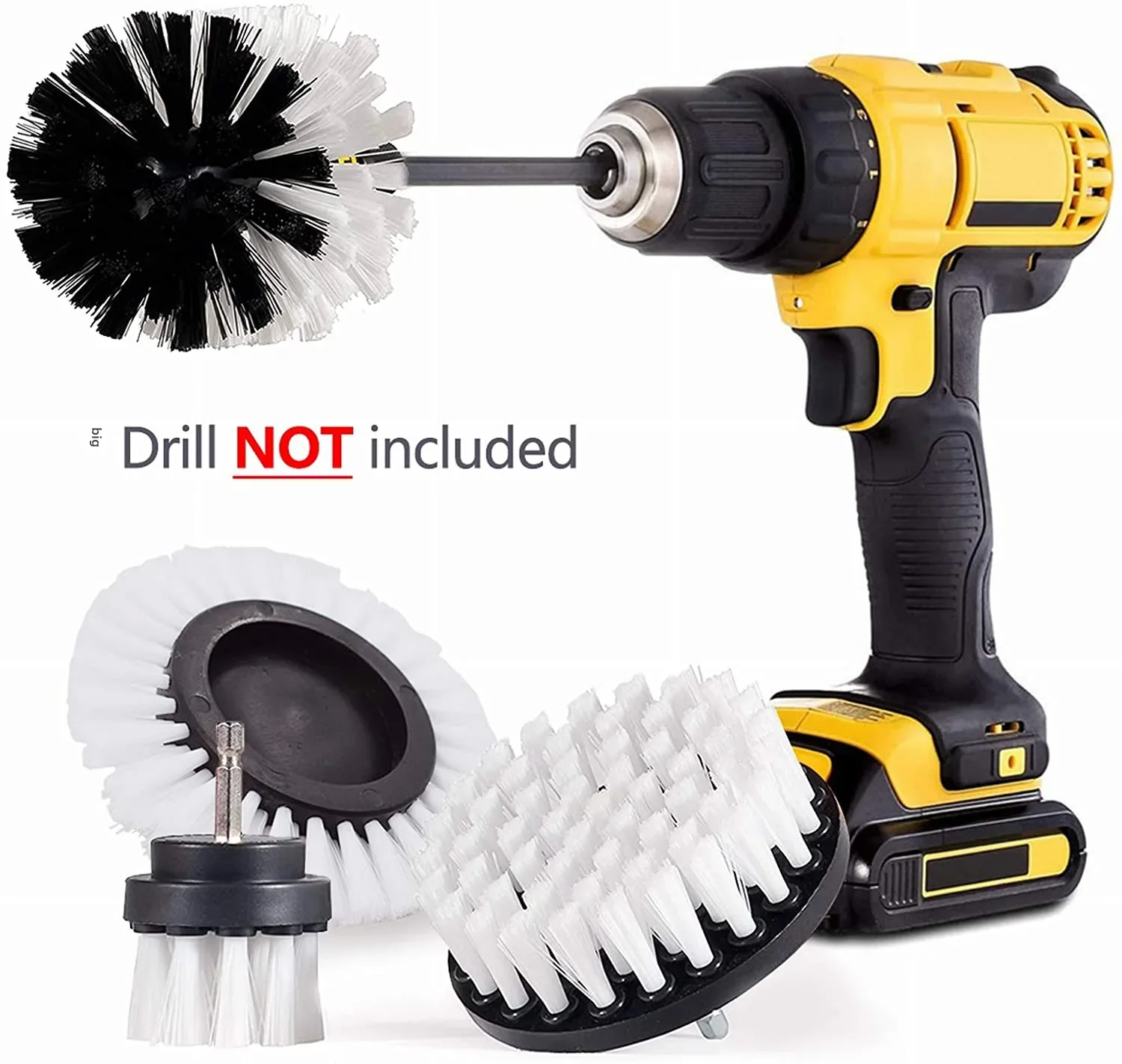 Yellow 5-piece set cleaning electric drill brush nylon tool brush round electric drill detail set