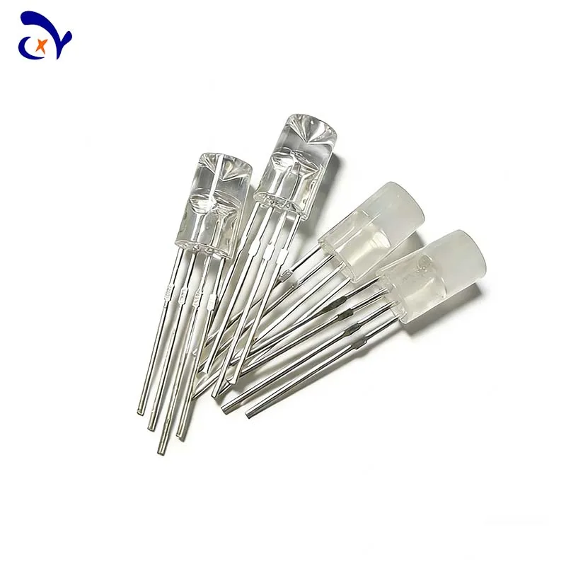 50PCS WS2812D RGB Diode Lamp Beads Direct Insert F5MM Integrated IC Light Emitting Diode Round Head Transparent Mist Surface